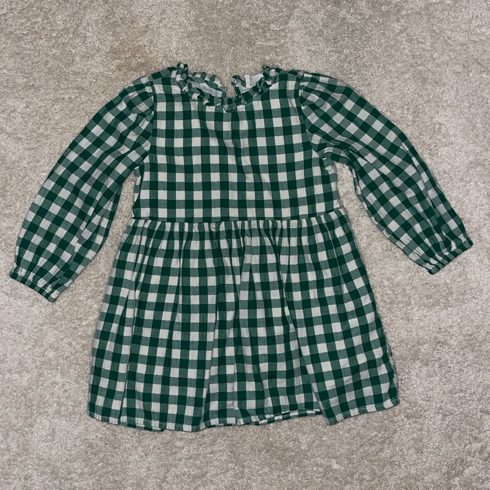 Green Gingham Long Sleeve Dress